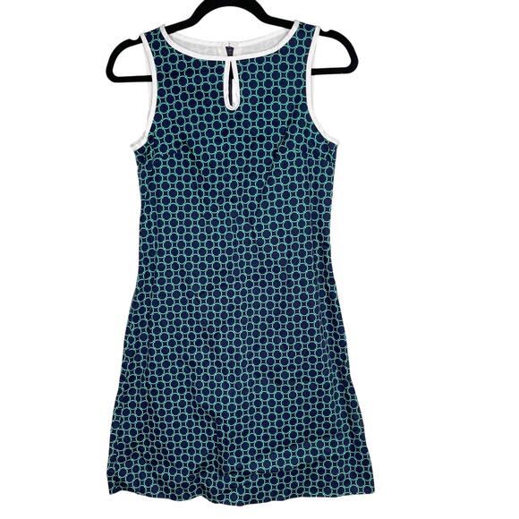 Miss B Tween 14 Navy Blue Green White Polka Dot Print Shift Dress Sleeveless - Picture 1 of 9